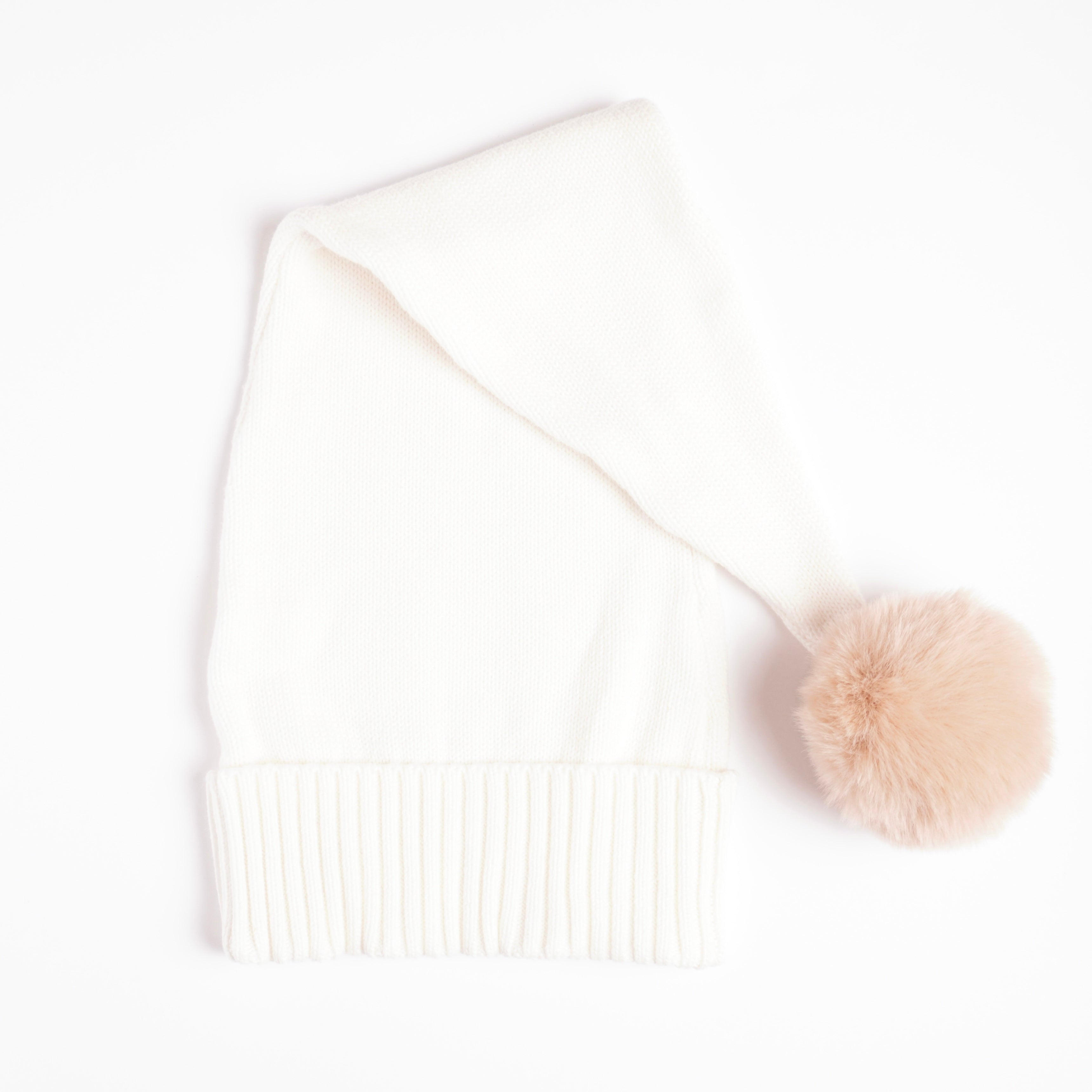 Stickad Tomteluva - beige boll