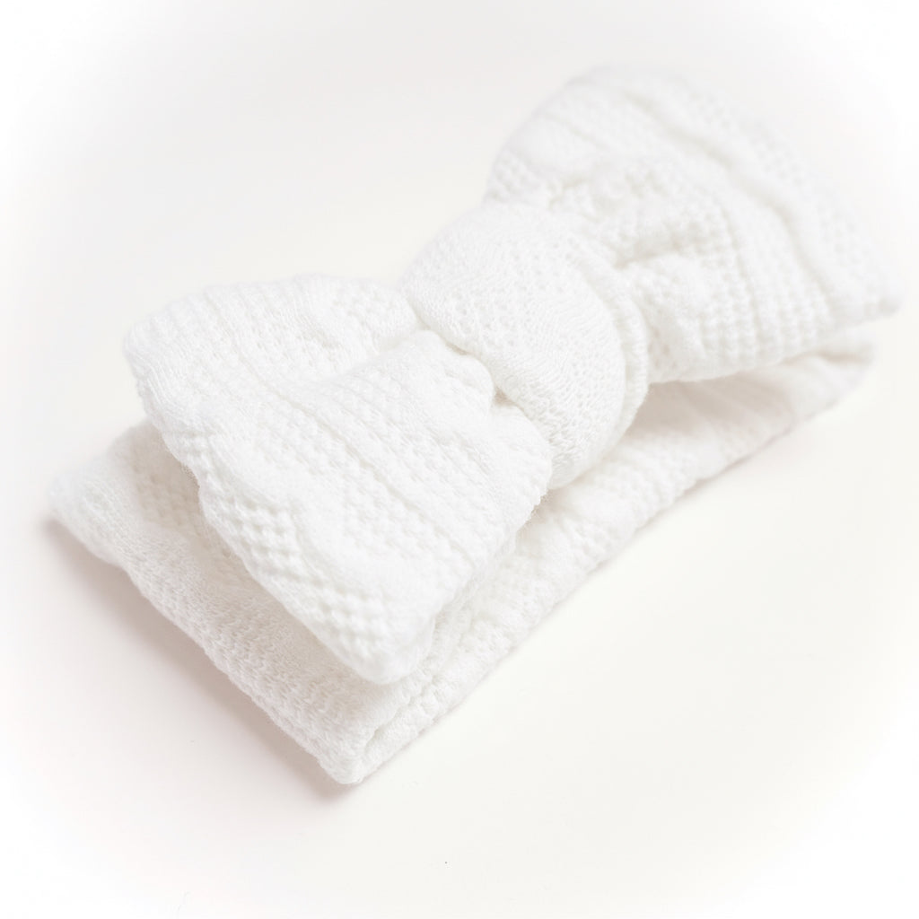 Stickat Hårband - Vitt