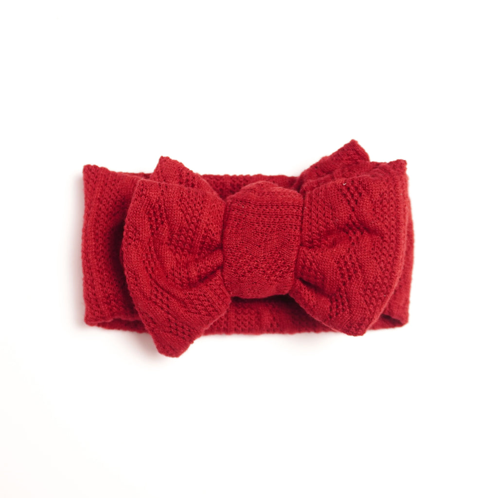 Stickat Hårband - Vinröd