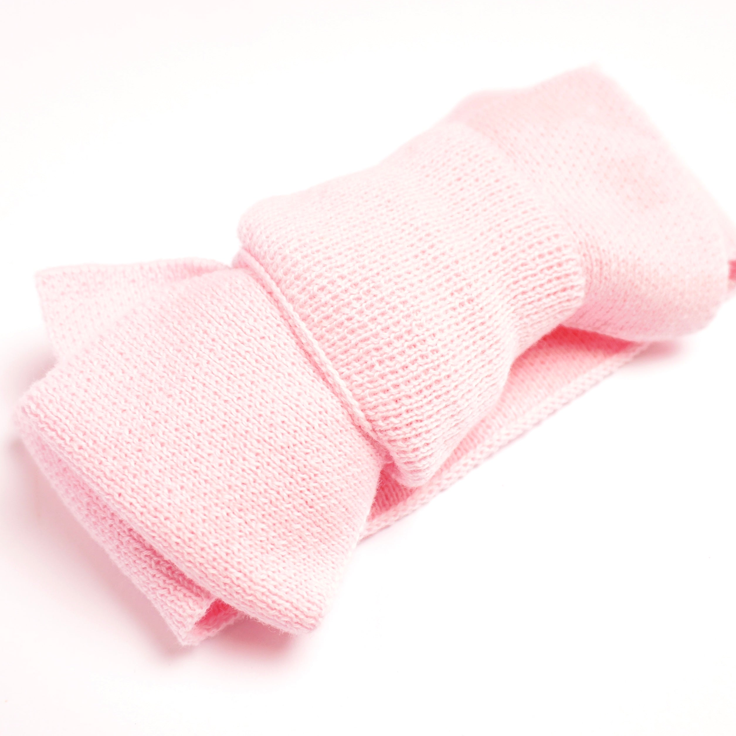 Ribbstickad Hårband - babyrosa