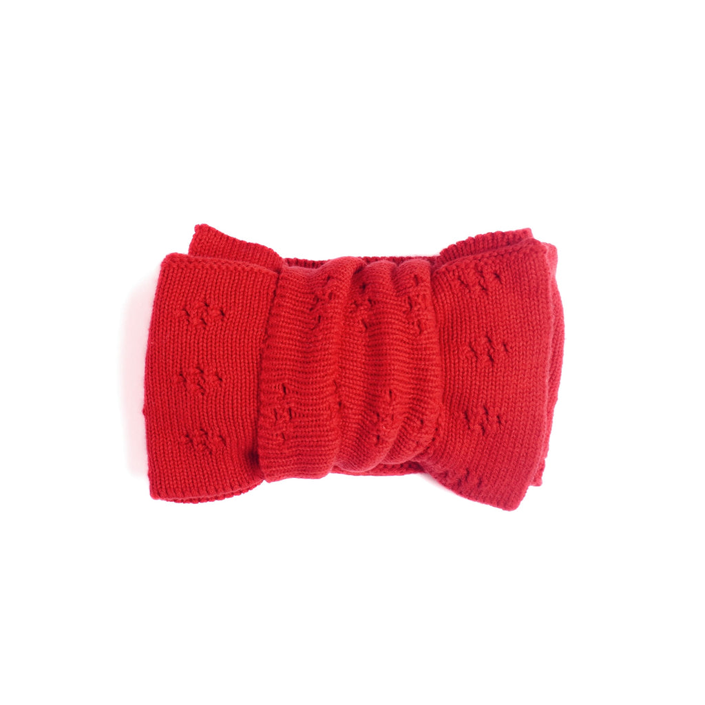 Pointelle Stickad Hårband - Röd