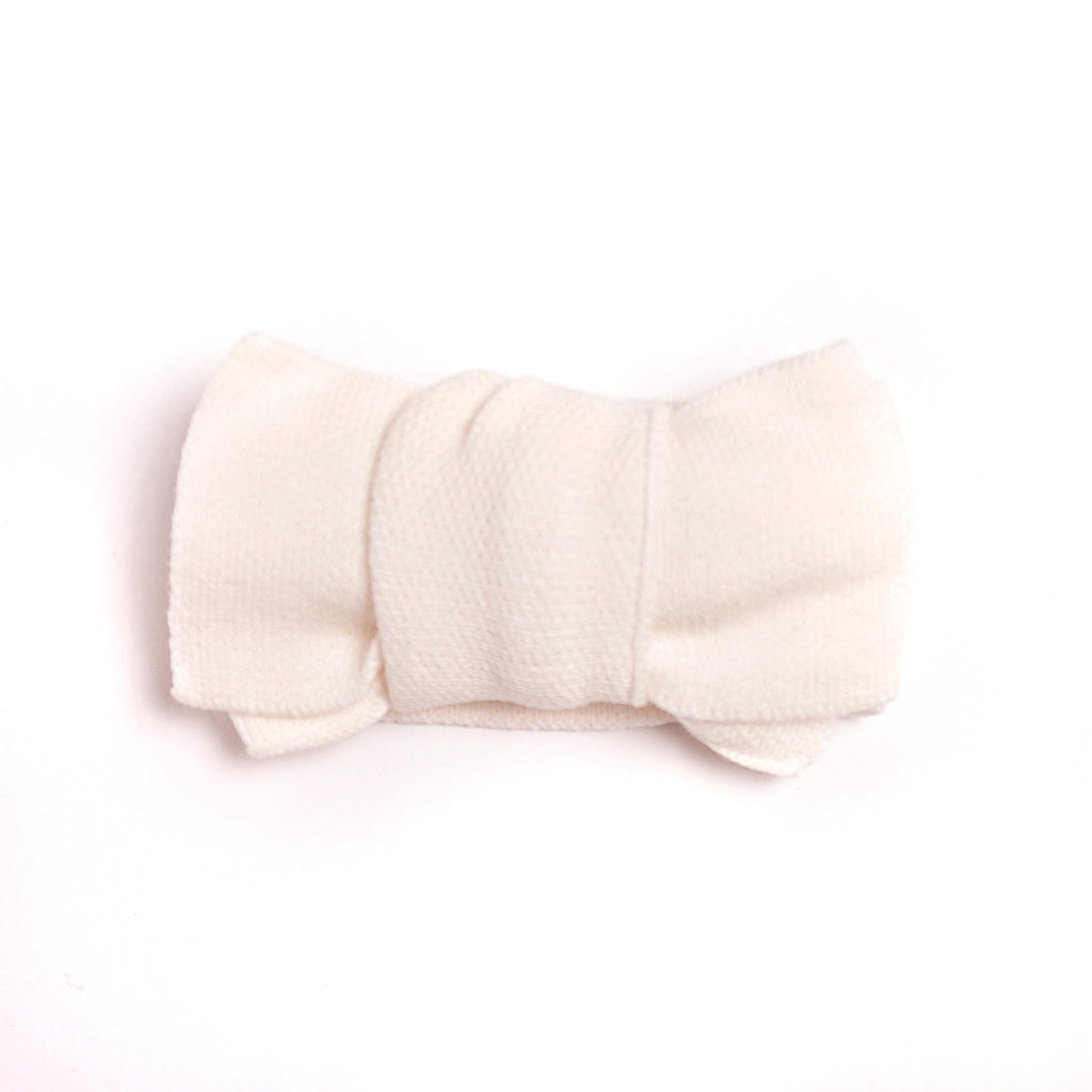 Ribbstickad Hårband - benvit