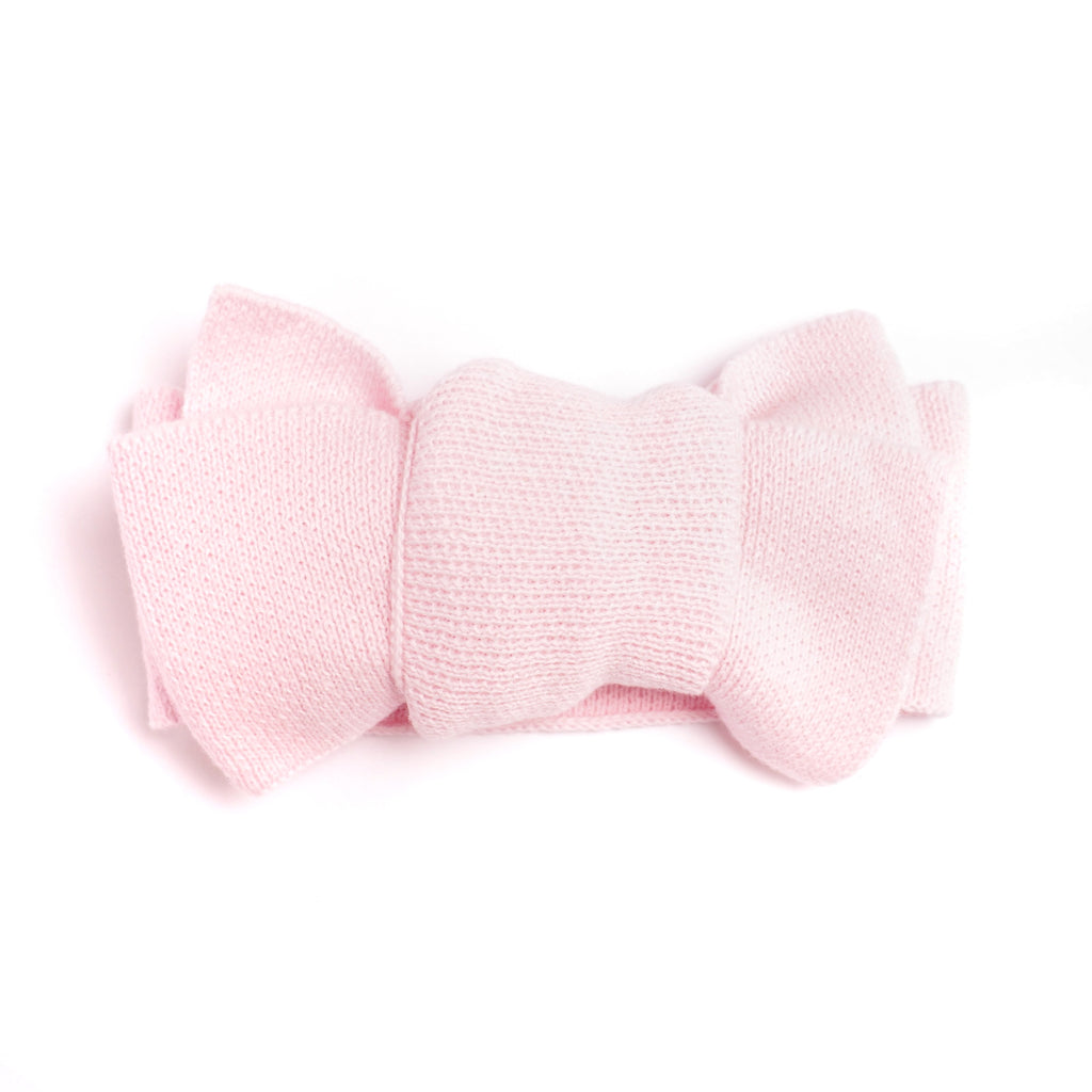 Ribbstickad Hårband - babyrosa