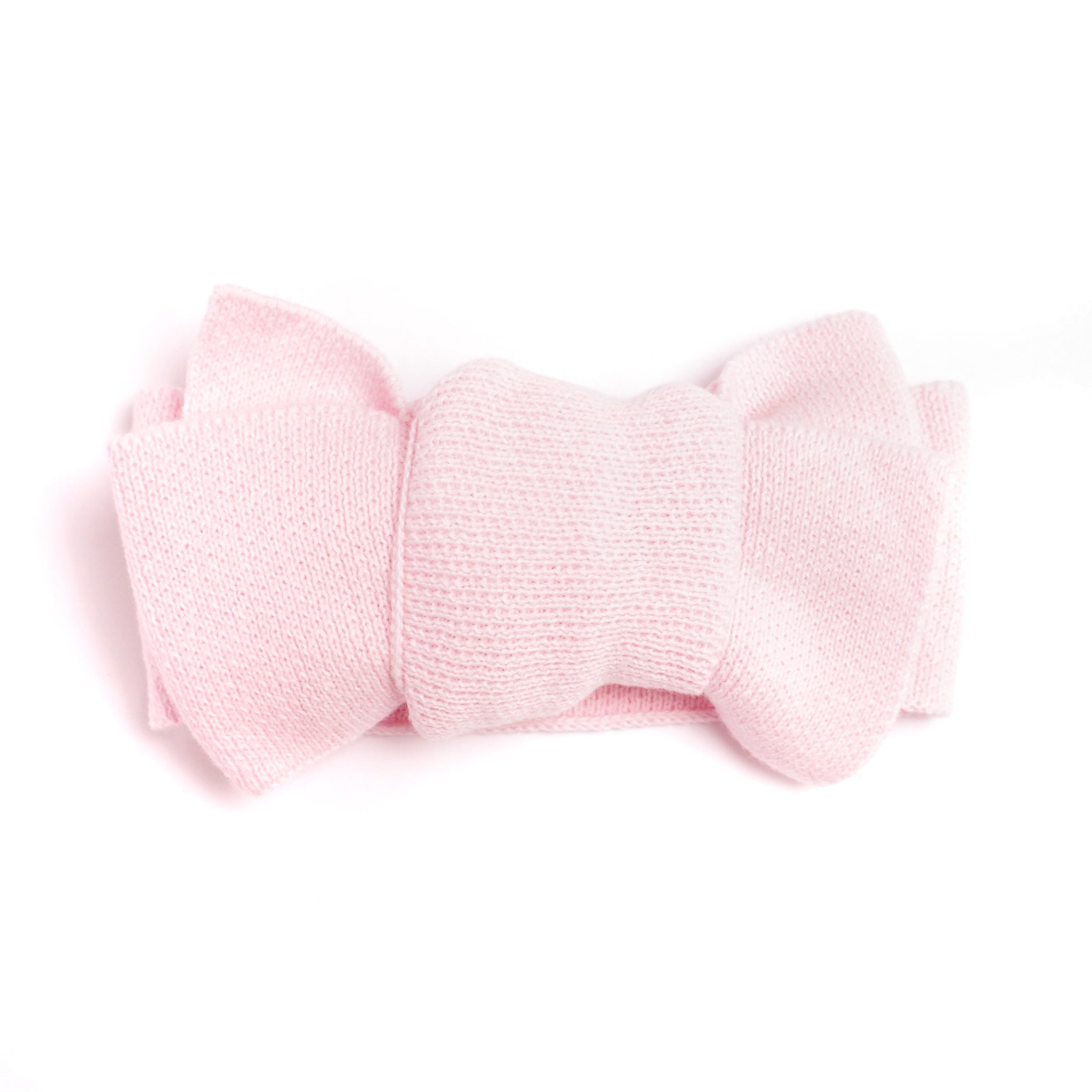 Ribbstickad Hårband - babyrosa