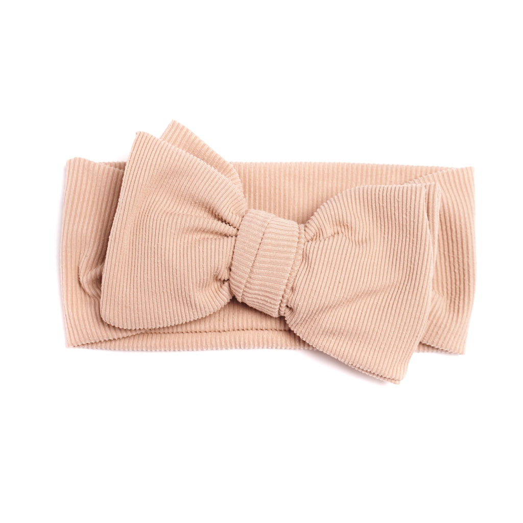 Ribbat Hårband - Mörkbeige