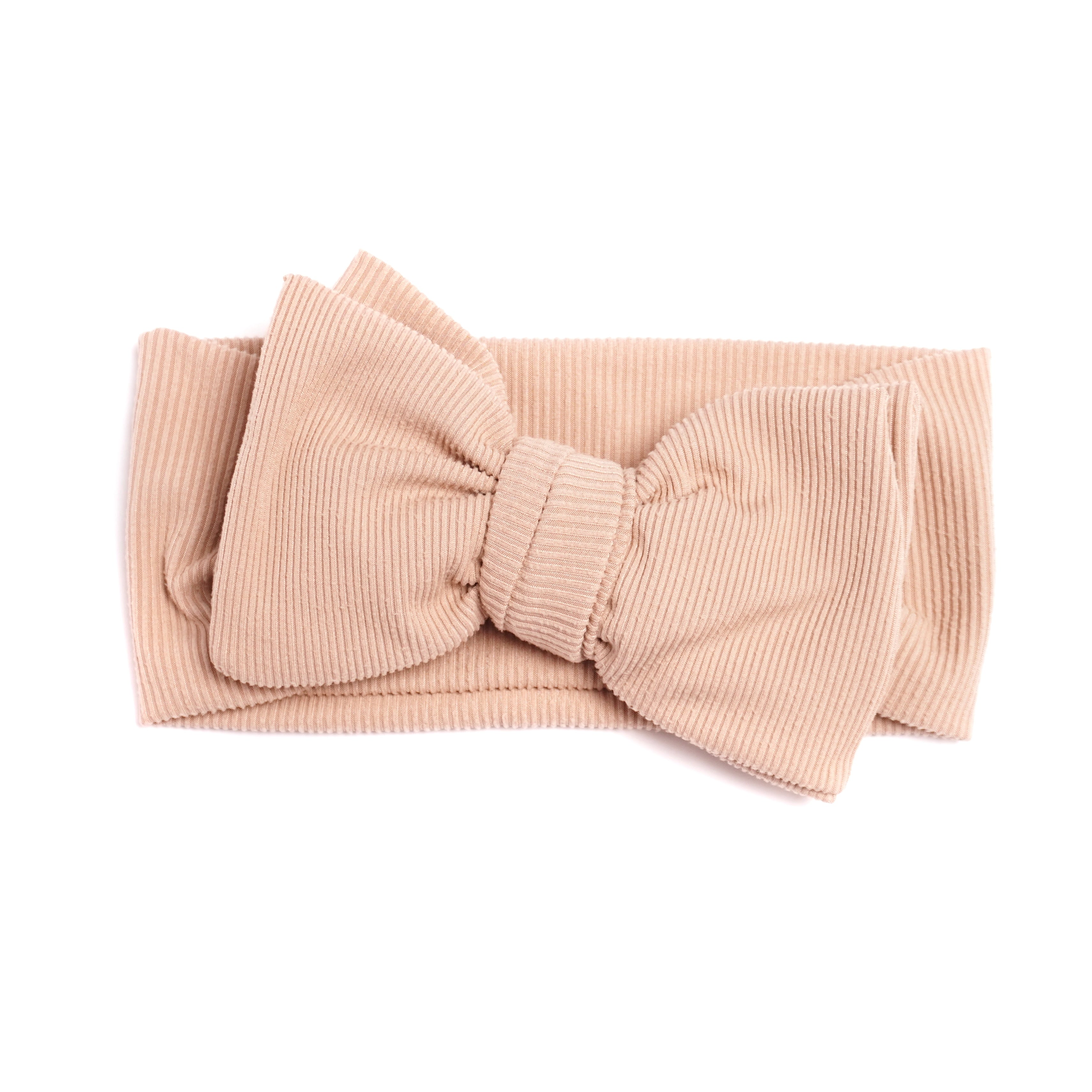 Ribbat Hårband - Mörkbeige