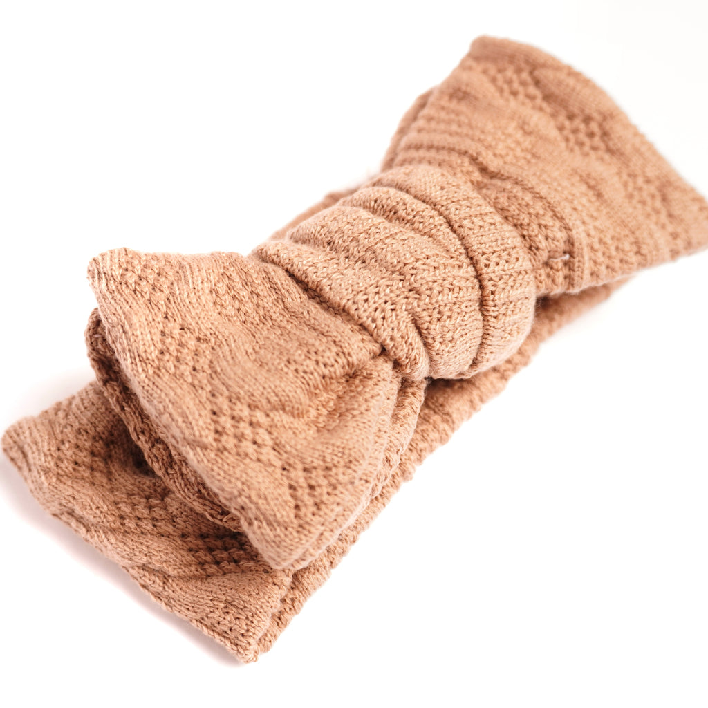 Stickat Hårband - Caramel